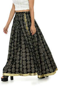Thumbnail for Mominos Fashion Moeza Cotton Black Printed Lehenga (Lancha)