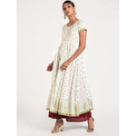 Thumbnail for Cheera Women's Beautiful Gold Ptint Back Dori Latkan Anarkali Kurta (CH040K)