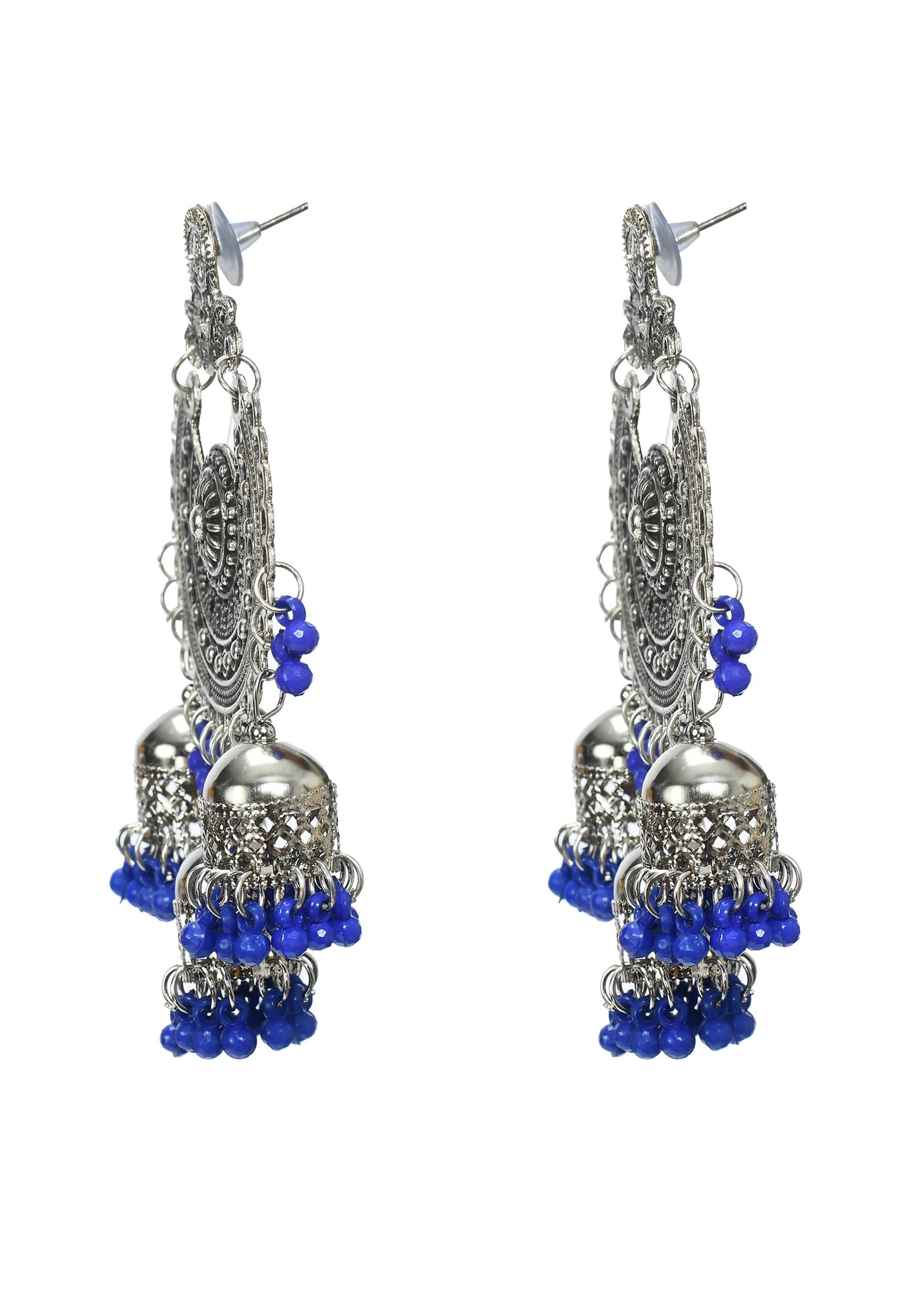 Mominos Fashion Johar Kamal Silver Jhumkas With Maang Tikka Earrings - Distacart