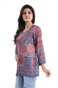 Thumbnail for Snehal Creations Bright as the Sun Summer Cool Printed Short Kurti Tunic