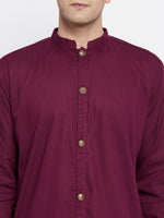 Thumbnail for Even Apparels Maroon Pure Cotton Men's Sherwani Kurta With Open Front - Distacart