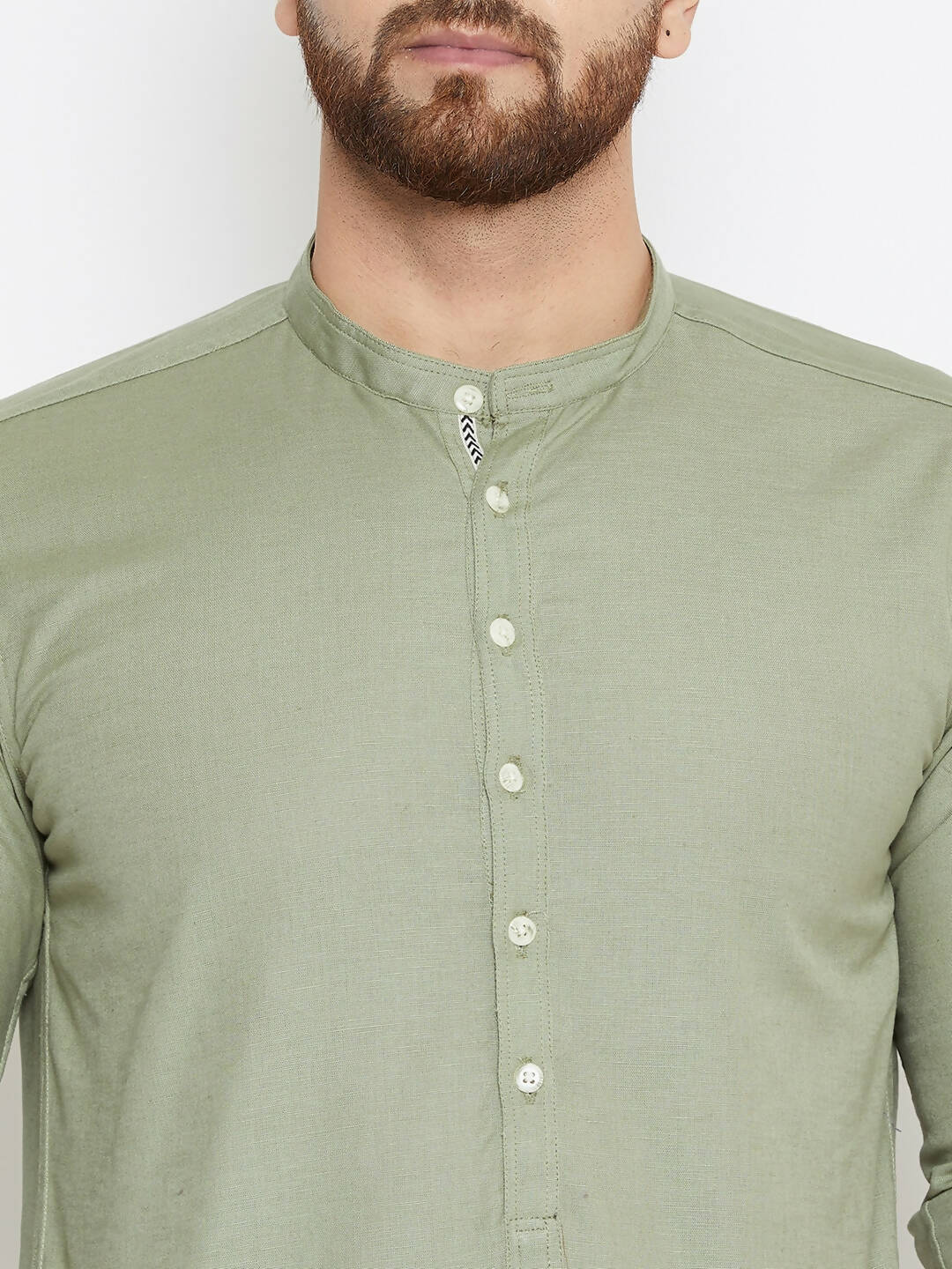 Even Apparels Green Color Men's Pure Cotton Kurta With Band Collar - Distacart