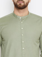Thumbnail for Even Apparels Green Color Men's Pure Cotton Kurta With Band Collar - Distacart