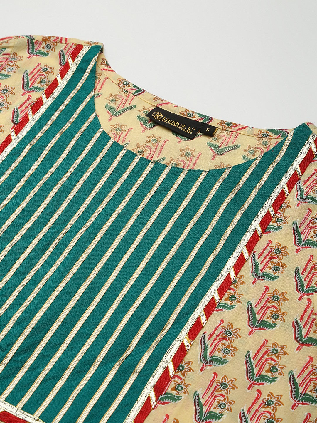 Khushal K Beige Color Cotton Printed Kurta And Palazzo With Printed Dupatta Set