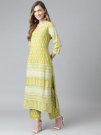 Thumbnail for Khushal K Green Color Rayon Printed Kurta And Palazzo Set