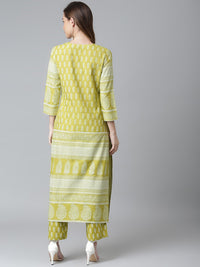 Thumbnail for Khushal K Green Color Rayon Printed Kurta And Palazzo Set
