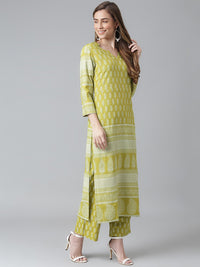 Thumbnail for Khushal K Green Color Rayon Printed Kurta And Palazzo Set