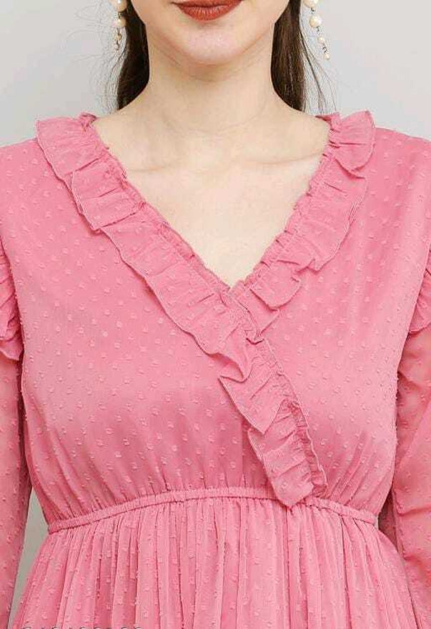 PAVONINE Buta-Design With V-Neck Pink Dress For Girls & Women - Distacart