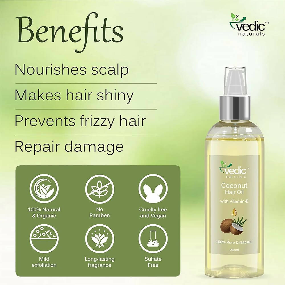 Vedic Naturals Virgin Coconut Hair Oil With Vitamin-E - Distacart