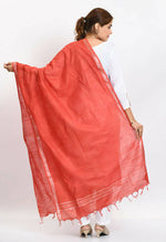 Thumbnail for Mominos Fashion Moeza Women's Linen Cotton Silver Border Red Dupatta - Distacart