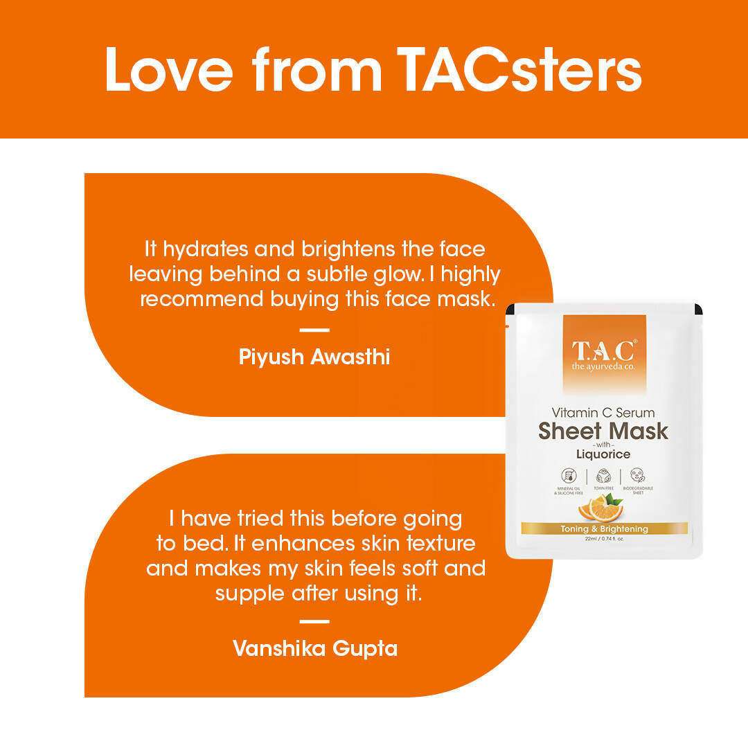 TAC - The Ayurveda Co. Vitamin C Serum Sheet Mask | Natural Skin Brightness - Distacart