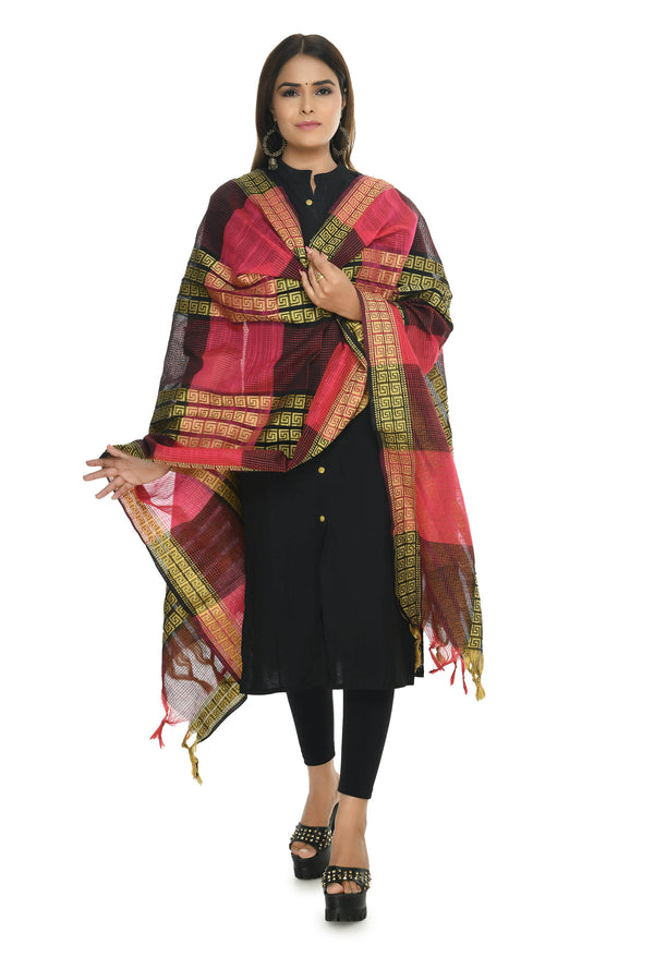 Mominos Fashion Moeza Handloom Cotton Rani Tone Dupatta - Distacart