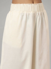 Thumbnail for Juniper Women's Ivory Cotton Flex Flared Culottes - Distacart