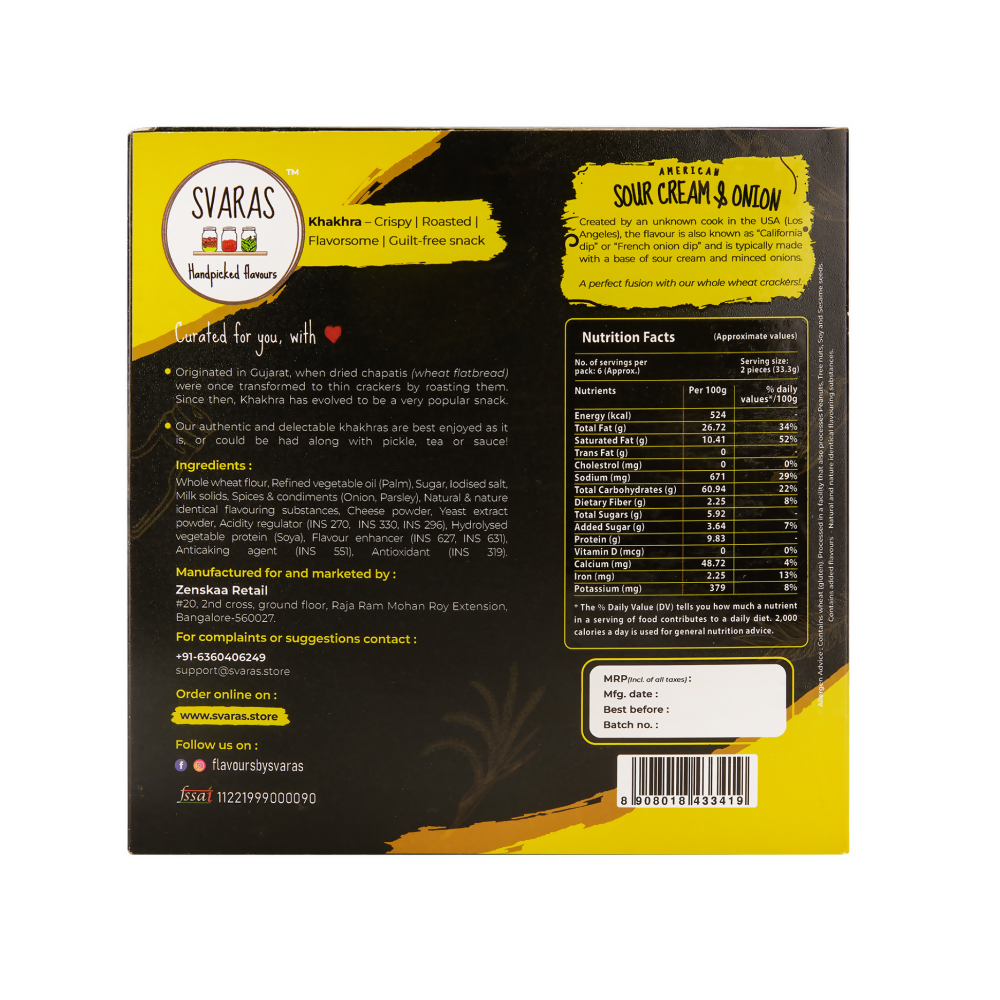 Svaras American Sour Cream & Onion Khakhra - Distacart