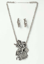 Thumbnail for Mominos Fashion Johar Kamal Women Silver-Plated Brass Finish Radha Kishan Long Neckalce Combo Set - Distacart