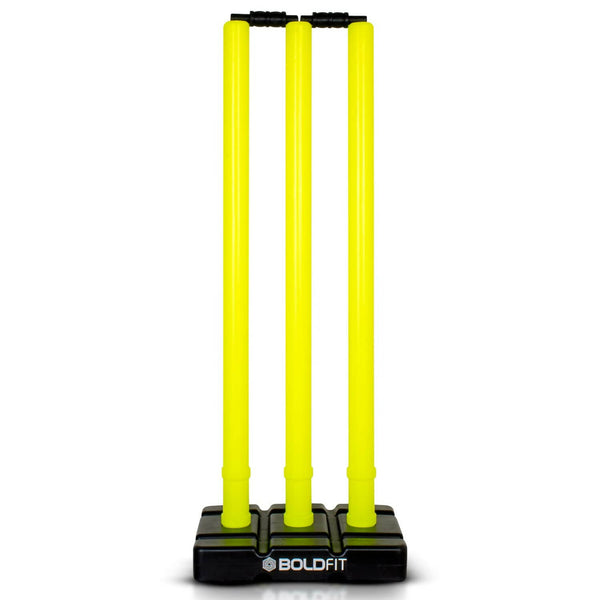 Boldfit Cricket Stumps with Stand & Bails - Fluorescent Green - Distacart