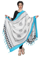 Thumbnail for Vamika Blue-White Printed Khadi Bhagalpuri Dupatta