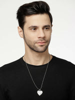 Thumbnail for NVR Men Silver Plated Heart Shaped Pendent With Picture Frame And Chain - Distacart
