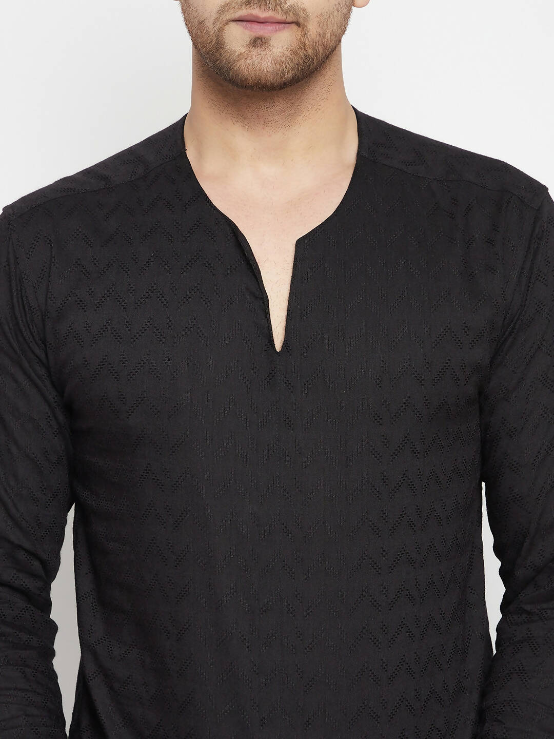 Even Apparels Black Viscose Men's Kurta With Slit Neckline - Distacart