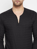 Thumbnail for Even Apparels Black Viscose Men's Kurta With Slit Neckline - Distacart
