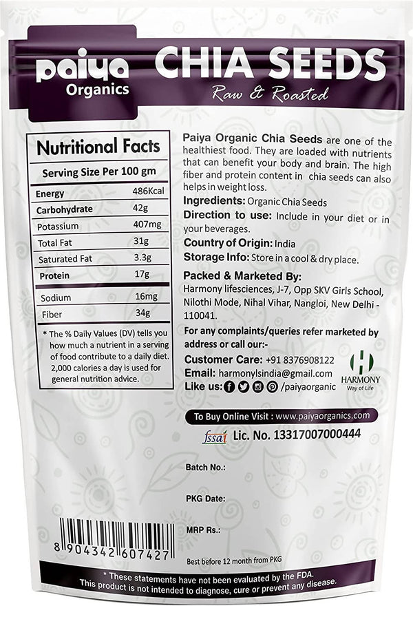 Paiya Organics Raw Chia Seeds - Distacart
