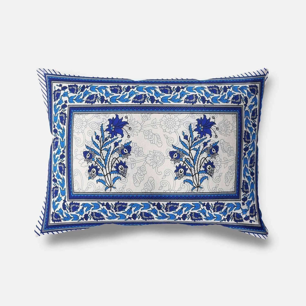 Jaipuri Hand Printed Floral 144TC Cotton DoubleQueen Bedsheet with 2 Pillow Covers - Distacart