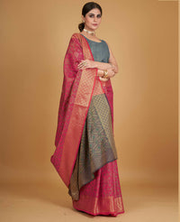 Thumbnail for Pink Silk Woven Design Saree With Unstitched Blouse Piece - Akshita - Distacart
