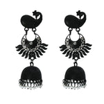 Thumbnail for Mominos Fashion Johar Kamal Black Color Peacock Earrings Jhumka - Distacart