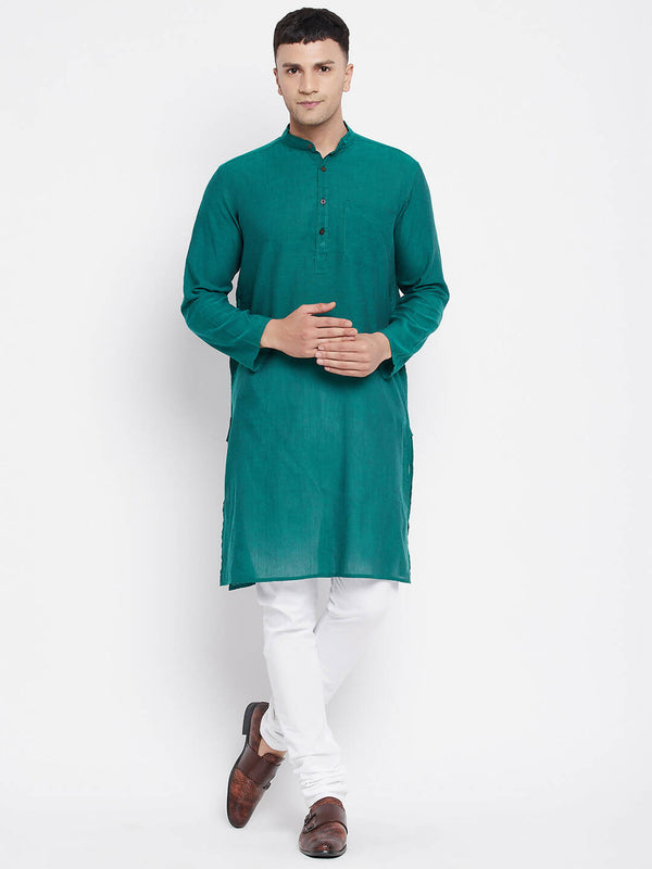 Even Apparels Green Rayon Men's Kurta With Band Collar - Distacart