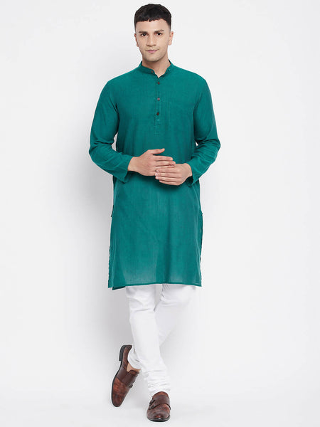 Even Apparels Green Rayon Men's Kurta With Band Collar - Distacart