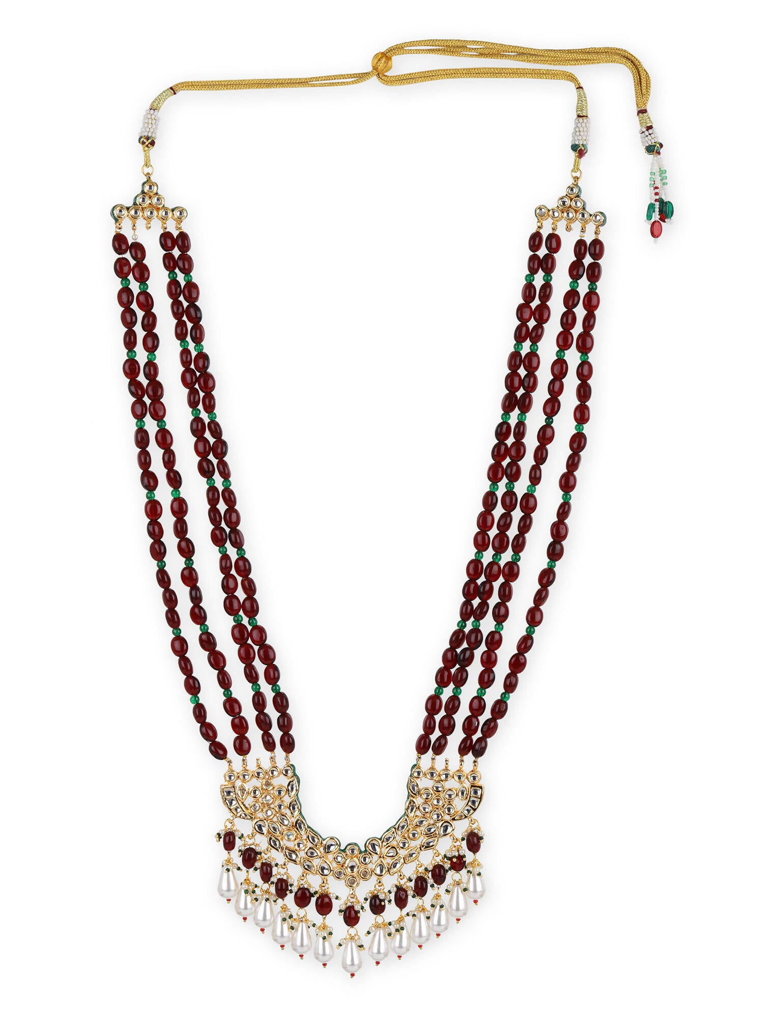 Gold-Toned Maroon Brass Gold-Plated Necklace - Ruby Raang - Distacart