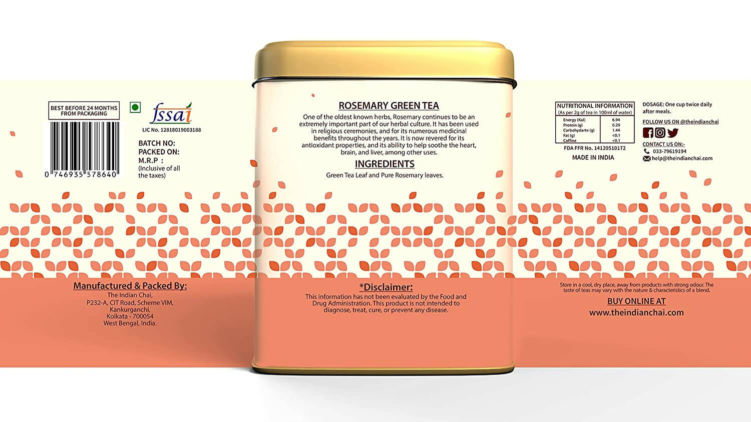 The Indian Chai - Rosemary Green Tea - Distacart