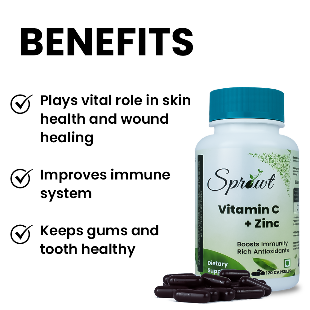 Sprowt Plant Based Vitamin C + Zinc Capsules - Distacart