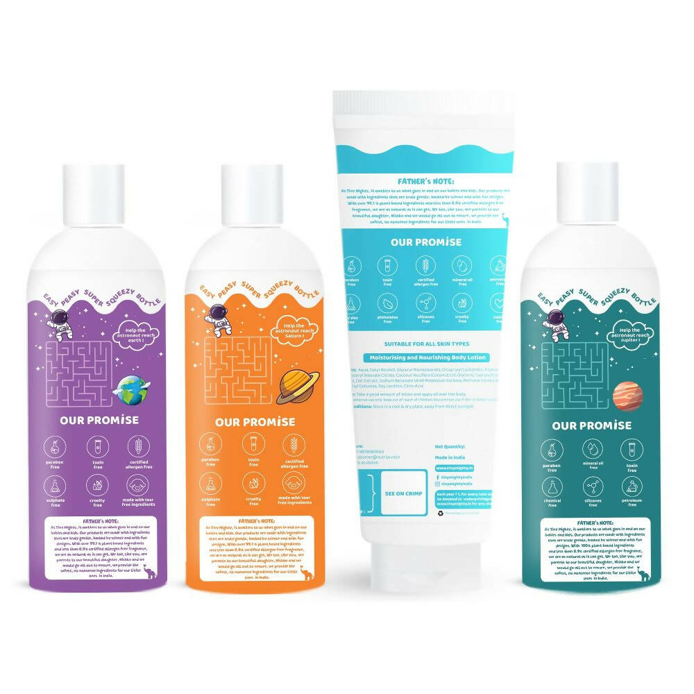 Tiny Mighty Plant Based And Natural Kids Shampoo, Body Lotion, Body Wash & Hair Oil Combo - Distacart