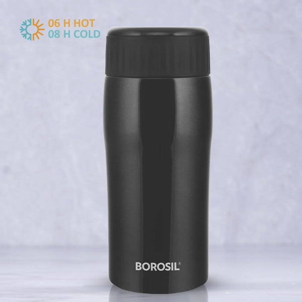 Borosil Cosmic Insulated Water Bottle Tumbler - 320ml (Black) - Distacart