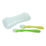 Thumbnail for Safe-O-Kid Soft Silicone Tip Spoons Set Box (2 Spoons), Yellow & Green - Distacart