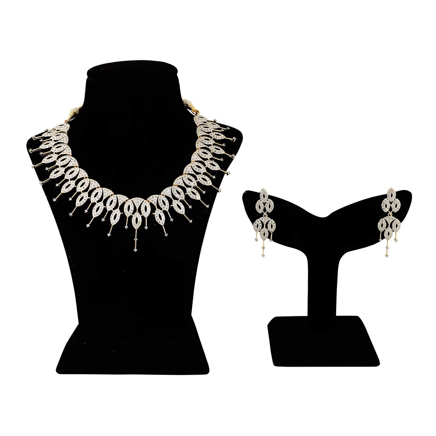 Rhodium-Plated Alloy Designer Ad Choker Necklace Set - The Pari - Distacart