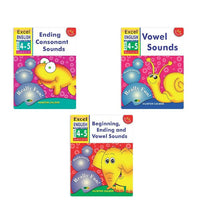 Thumbnail for Excel English Early Skills Ages 4 - 5 Years (Set of 3) | Beginning, Ending Consonant & Vowel Sound Books for Junior KG - Distacart