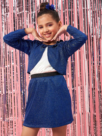 Thumbnail for Girls Self Design Ruffles Open Front Crop Shrug - Mini Marvels - Distacart