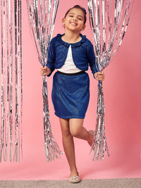 Thumbnail for Girls Self Design Ruffles Open Front Crop Shrug - Mini Marvels - Distacart