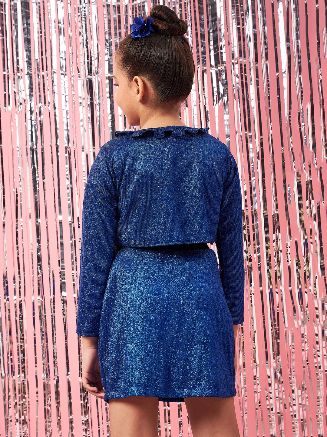 Girls Self Design Ruffles Open Front Crop Shrug - Mini Marvels - Distacart