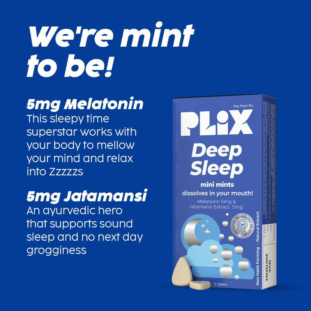 PLIX The Plant Fix Melatonin Deep Sleep Oral Dissolving Mini Mints Effervescent Tablets - Distacart
