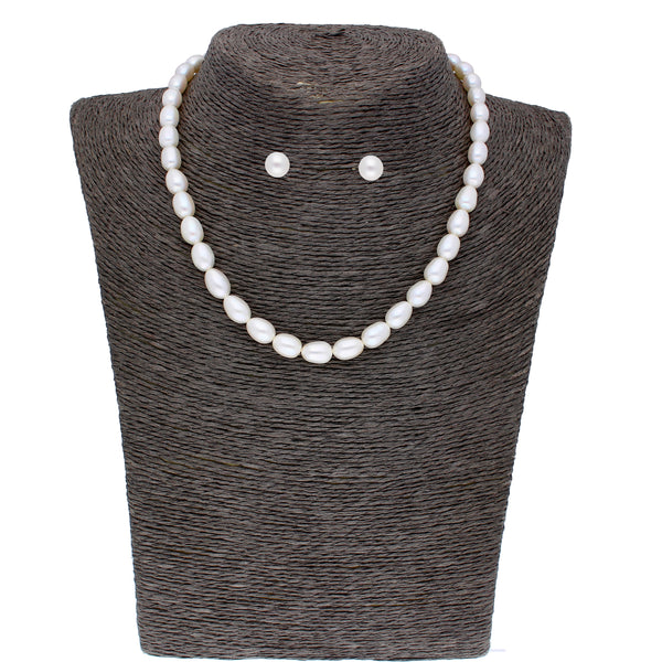 J Pearls 1 Line Oval Pearl Necklace - Real Pearl Jewelry - Distacart