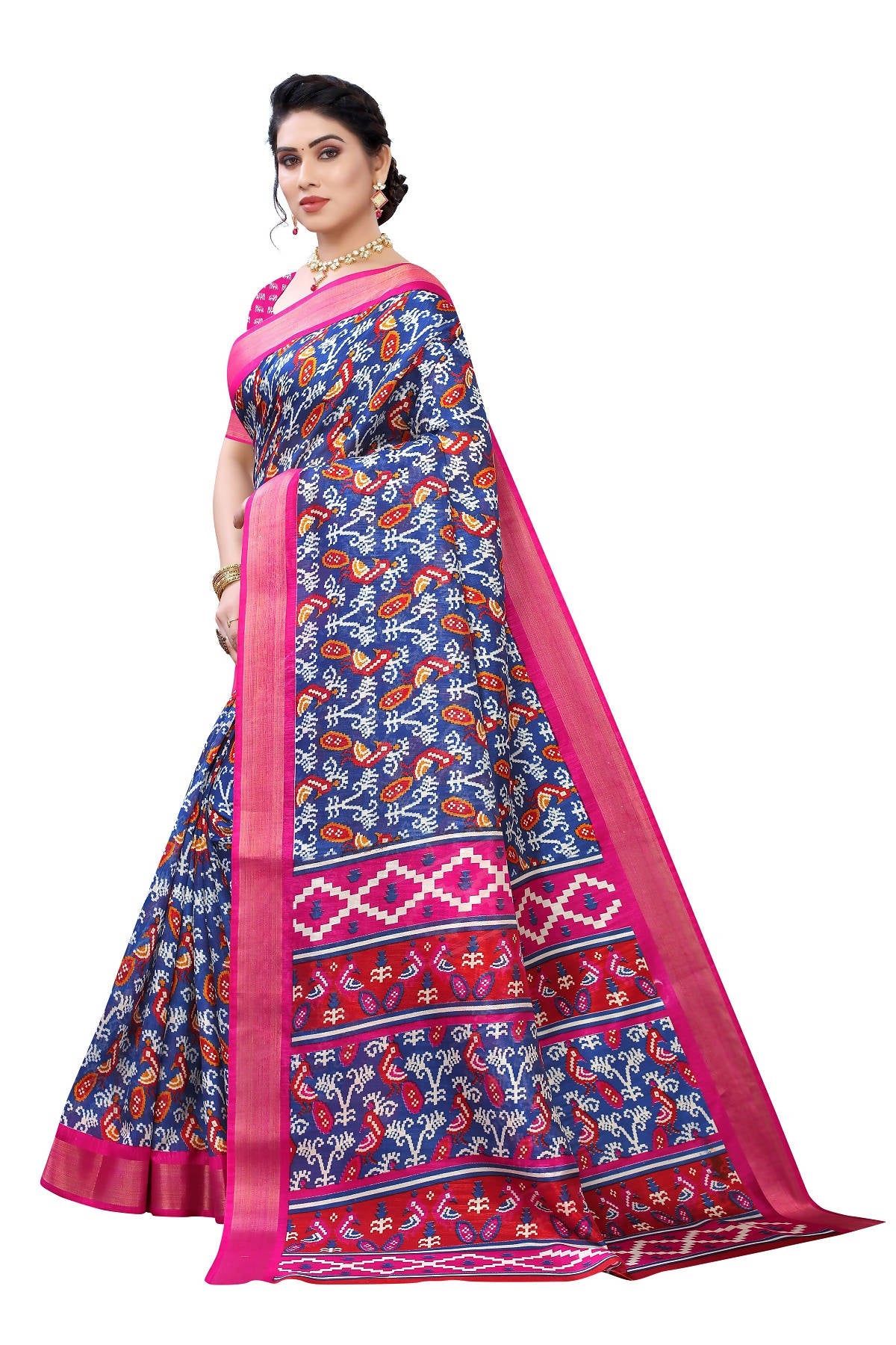 Vamika Blue Linen Jari Border Saree (JANKI Blue) - Distacart
