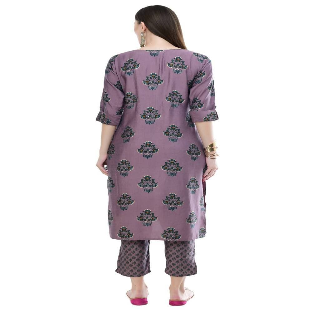 Lagi Women's Mauve Printed Straight Kurta & Pant (MC39B)