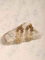 Thumbnail for Gold Plated Off White Contemporary Drop Earrings - Ruby Raang - Distacart