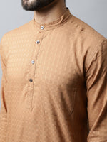 Thumbnail for Even Apparels Brown Color Pure Cotton Men's Kurta With Band Collar (CHK1200) - Distacart
