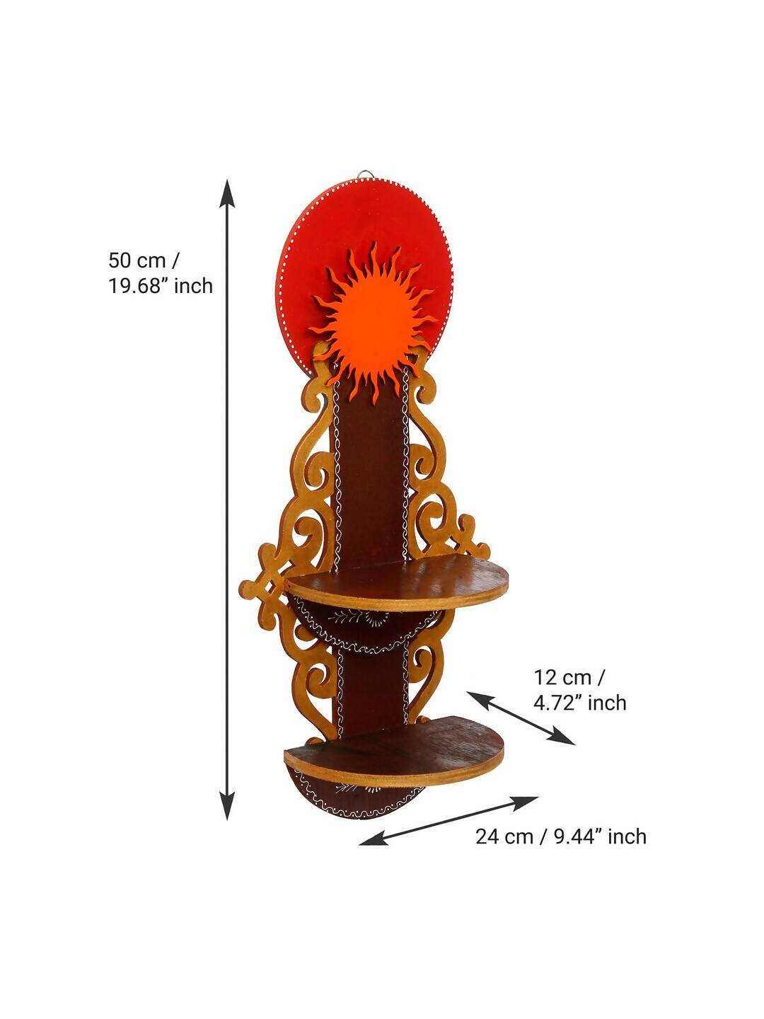 eCraftIndia Brown Textured Wooden Pooja Shelf - Distacart