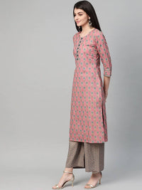 Thumbnail for Yufta Women Pink & Blue Printed Kurta with Palazzo & Dupatta