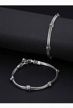 Thumbnail for Mominos Fashion Kamal Johar Oxidised Silver Double Lined Anklets